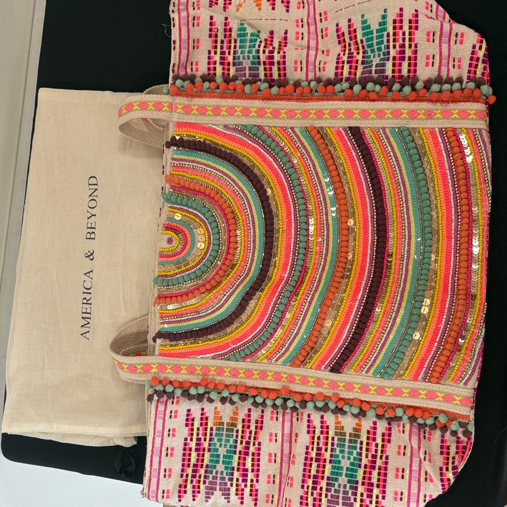 Colorful Embroidered Tote Bag 23” x 13”
